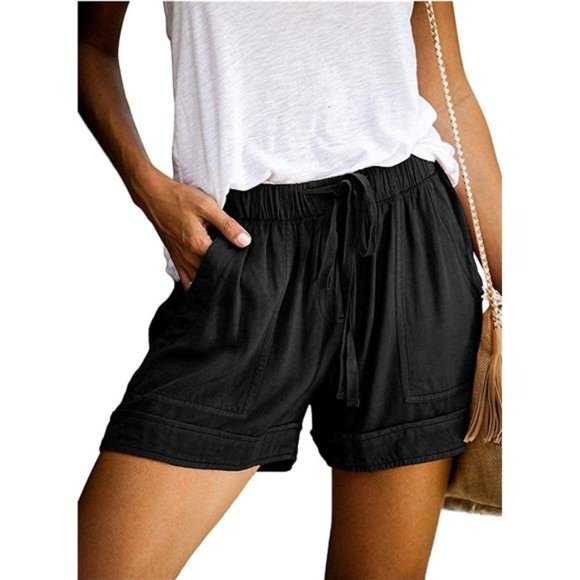 Womens Comfy Drawstring Casual Elastic Waist Pocketed Shorts - Picture 4 of 5